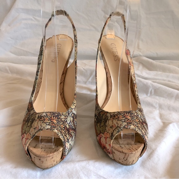 GUESS Gwaero3 Cork Platform Slingback Heels - Picture 3 of 16